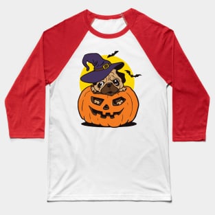 Pugkin Pug Dog Pumpkin Halloween Baseball T-Shirt